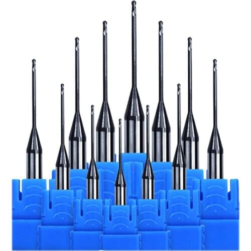 1pcs 2flute HRC55 degree solid carbide end mill R0.5-R1 long neck ball nose milling cutter for CNC deep processing