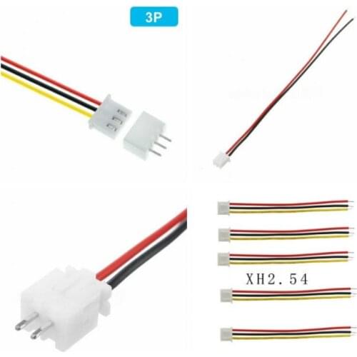 10 sets Length 100mm Wire Cable Connector 3 Pin Pitch Male Female Plug Socket XH2.54-3P With Wires