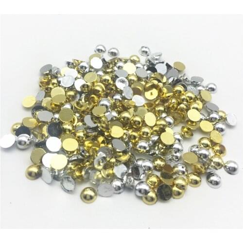 1000pcs 4mm Tiny Silver Gold Half Round Shiny Flatbacks Embellishments DIY Phone Decorations Christmas Crafts