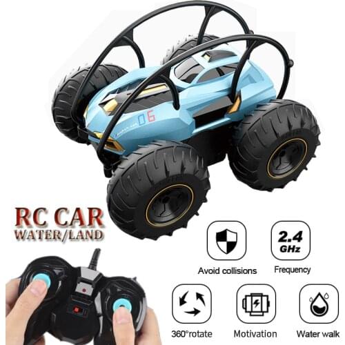 360 Rotate Rc Cars Remote Control Stunt Car 2 Sides Waterproof Driving On Water And Land Amphibious Electric Toys For Children