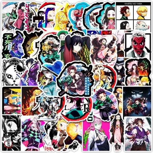 50pcs/1 Set Animal Demon Slayer Graffiti Stickers for Laptop Kimetsu No Yaiba Sticker Fridge Car Waterproof Anime Decal Kid Toy
