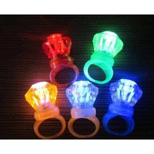 50pcs/lot LED Ring Diamond Finger light flashing blinking lights kids toys chirldren gifts party KTV DJ Dance Concert Show lamps
