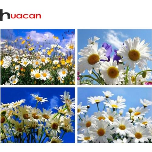 Huacan Diamond Embroidery Complete Kit Daisy 5D Diamond Painting Mosaic New Arrivals Flowers Beaded Pictures Bedroom Decoration