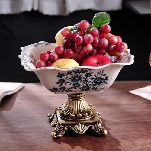 American ice crackle ceramic fruit plate dry fruit plate new Chinese European household crafts
