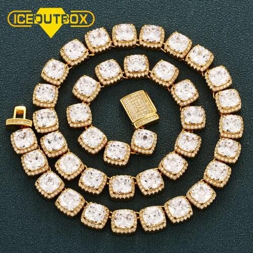 ICEOUTBOX 11mm Width Iced Out Plus Big Crystal Chain Necklace For Women Men Hip Hop Jewelry Rock Rapper Choker Statment Necklace