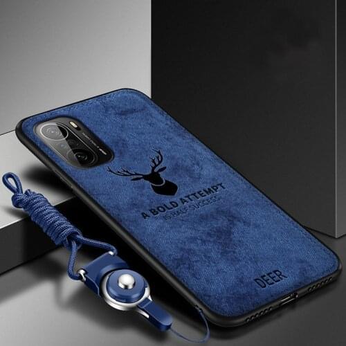 For Xiaomi Redmi Note 10 9 Pro Max Case Hard fabric Deer With Lanyard Protective Back Cover Case for xiaomi POCO X3 NFC X3PRO F3