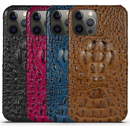 Genuine Leather Crocodile Pattern Case for iPhone 12 Pro Max 11 XR 8 7 Plus Alligator Retro Cover