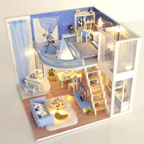 DIY Wooden Dollhouse Miniature 3d Starry Sky House Kit Craft Kits for Adults Birthday for Women and Girls Holiday Gift