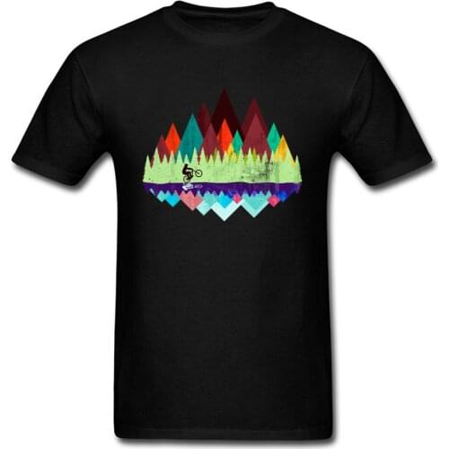 Colored Mountain Peak Watercolor Men Tshirt Mens Brand New Style Hip Hop T Shirt Fashion MTB Retro Trails Cycle T-Shirt