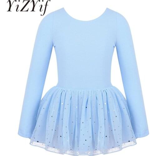 Gymnastics Leotard Ballet Dress for Girls Long Sleeves Shiny Mesh Ballet Dance dress Tutu ballet dancewear ballerina dress kids