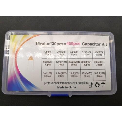 15Assort*30PCS 10pf~100nf Monolithic Capacitor kit 1/4.7/10/473/100/NF 104 102 103 101 473 101 20/30/47/56/68/100/200/300/680/pf