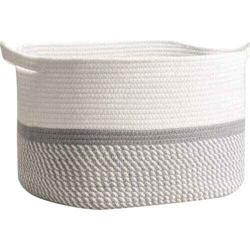 Storage Basket Cotton Rope Woven Storage Basket Organizing Basket Portable Large Storage Basket Household Goods, 55X35CM