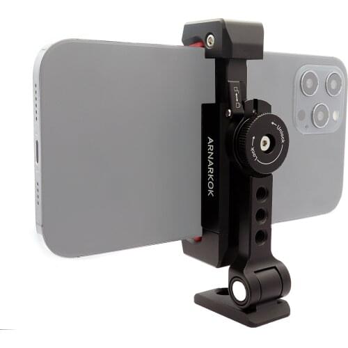 Metal Phone Tripod Mount with Cold Shoe, 360 Rotated and Tilt Angles Version