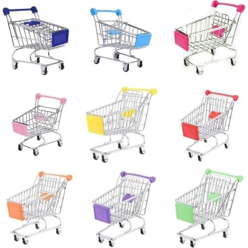 Mini Shopping Cart Toy Home Decor Wonderful Gift Toy Desktop Decoration Storage Toy Furniture Accessories Pretend Play Gifts