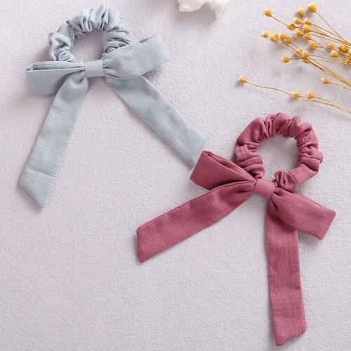 Fashion Bows Scrunchies Solid Color Cotton Hair Rope Bowknot Elastic Hairbands Womens Hair Accessories 2021 Wholesale 130 Pcs