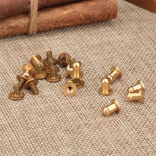 50Pcs Pure Brass Sewing Leather Screw Buttons Kit Garment Bag Belt Wallet Round Head Rivets Nail Press Studs Snap Buckle 5mm/6mm