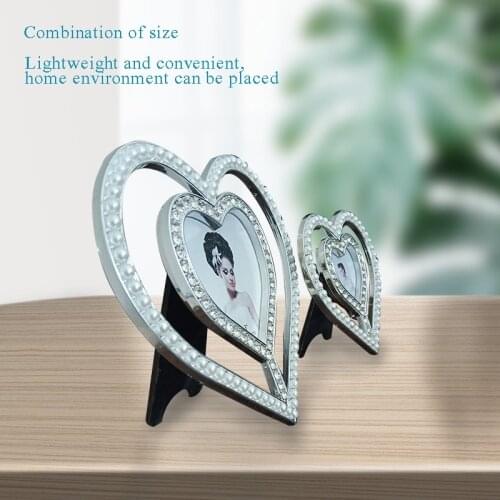 New romantic wedding heart-shaped pearl rhinestone baby and children photo frames such as desk and dressing table photo frames