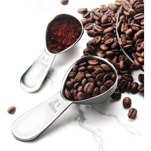 New 2 Pack Stainless Steel Coffee Scoop Set (15Ml & 30Ml) Kitchen Exact Measuring Spoons for Coffee Bean, Tea, Sugar, Flour