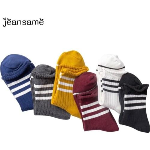 Solid cotton trend sweatproof warm of black printed womens socks stripes short female harajuku yellow sox streetwear hipster