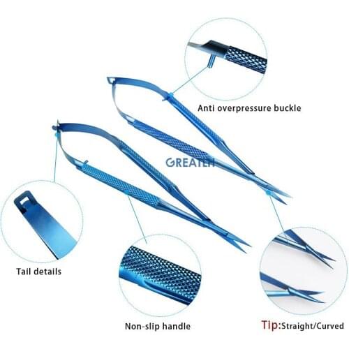 Ophthalmic Veterinary Capsule Membrane Scissors Castroviejo Corneal Scissors Titanium Micro Scissors Instrument