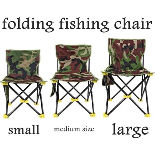 Portable Camo Fabric Fishing Chair Thicken Canvas Seat Folding Stool Household Outdoor Reinforce Metallic Framework Chair Small