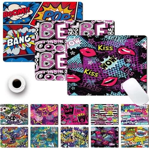 Durable Smooth PU Leather Computer Mouse-pad Anti-slip Waterproof White Graffiti Art Pattern Mouse Mat Game Mousepad