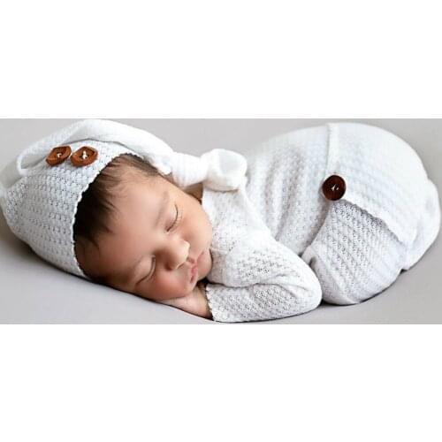 Newborn Baby Photography Props Knitting One Piece Long Tail Cap Suit Europe and America Clothing Jumpsuit + Hat Boys Girl