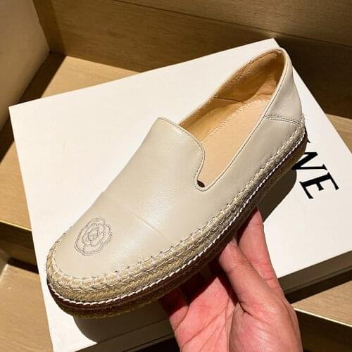 ROYESIC 2021, retro, leisure, fishermans shoes, natural sheepskin + straw sole, handmade womens shoes