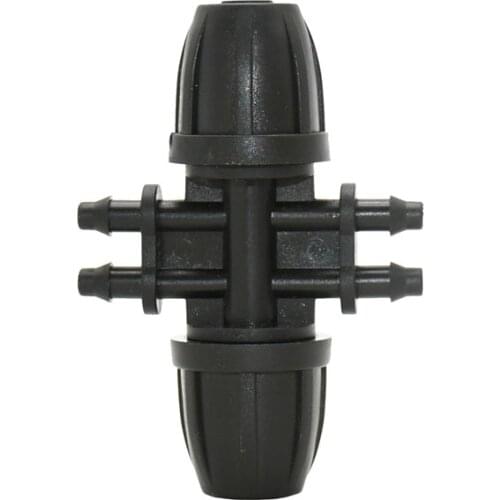 Garden hose 3/8" to 1/4" reducing barbed 4-way water splitter 8/11 to 4/7 double way irrigation connector screw lock nut 40pcs