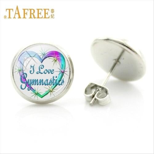TAFREE Ireland dance Studs Earring Ballet dancer Graceful Gymnastics art picture Round Student Studs Earring Jewelry SP127