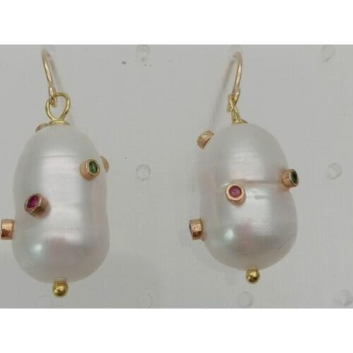 2pairs Cultured White Twins Pearl Cz Rhinestone Pave Hook Earrings