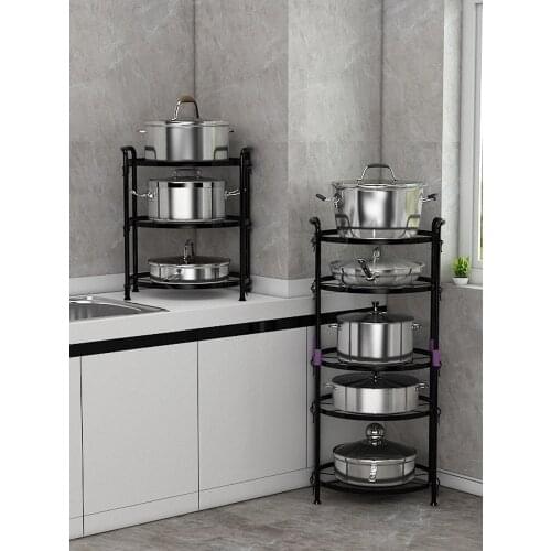 Kitchen pot rack floor type multi-layer household pot table top two-layer storage rack multi-functional kitchen utensils