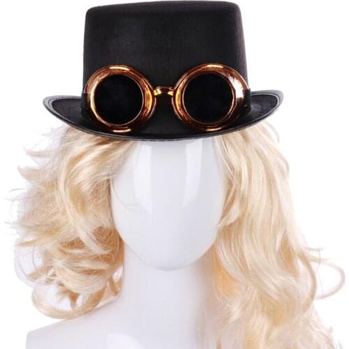 Steampunk Gothic Top Hat with Detachable Goggles Carnival Halloween Jazz Cap