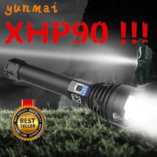 Super Powerful Xlamp XHP70.2 XHP90 LED Flashlight LED Torch USB XHP50 Lamp Zoom Tactical Torch 18650 26650 Rechargeable Battey
