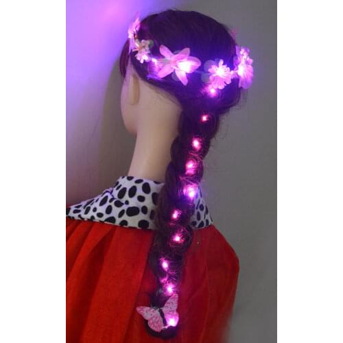 DIY Hair LED Lights String Ear Flower Wreath Glow Blinking Hair Styling Tool Braider Weaving Braid Birthday Wedding Easter Party