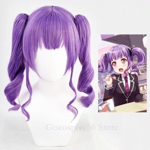 Udagawa Ako Wig BanG Dream! Roselia Cosplay Long Ponytails Curly Purple Synthetic Hair Heat Resistant Wig Adult Role Play