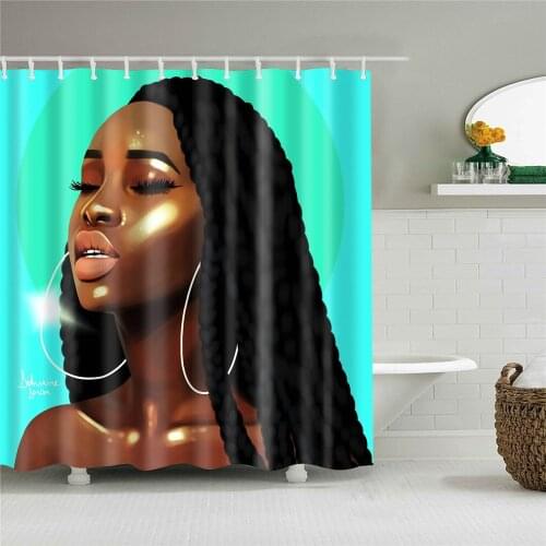 African Women Shower Curtain Waterproof 3D Cartoon Figure Printed Bathroom Curtain For Shower Curtain Polyester