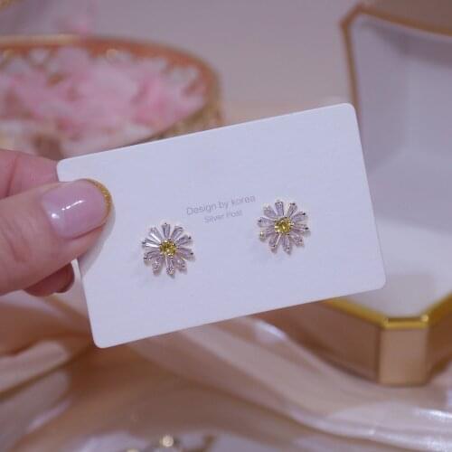 Korea Hot Selling Fashion Jewelry 925 Silver Needle 14K Real Gold Earrings Elegant Little Daisy Women Daily Earrings