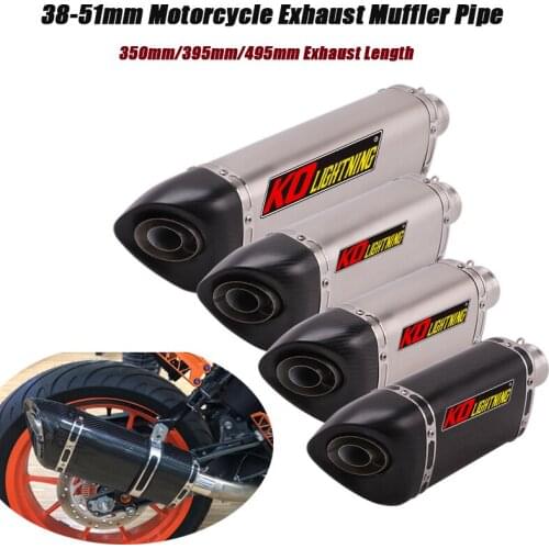 Motorcycle Exhaust Vent Tip Tubes Removable DB Killer Carbon Fiber Stainless Steel Silencer System 350mm/395mm/495mm for 38-51mm