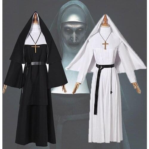 Adult Women The Nun Halloween Cosplay Costume Sister Irene Black White Cosplay Clothing