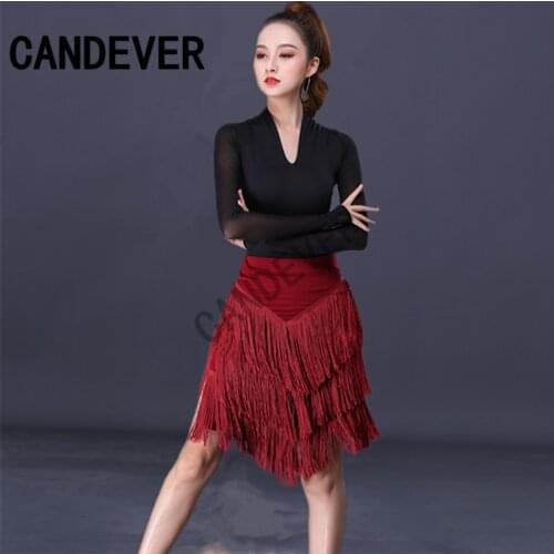 2019 latin dance skirt sexy women top costume Samba Tango kinds of tassels Dresses competition Performamnce salsa Lady Latin