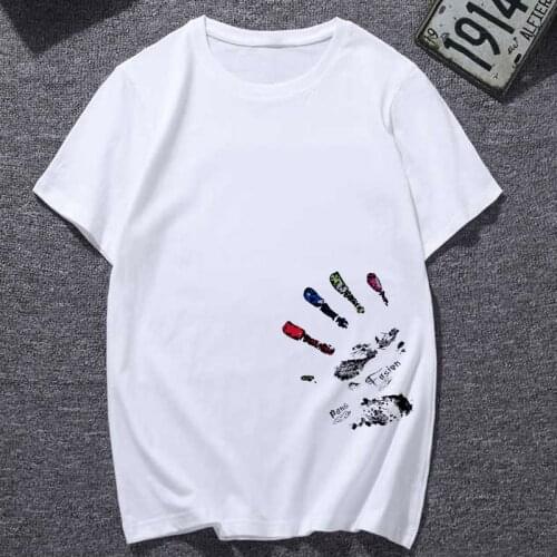 Plus Size Womens Tops T Shirt Creative Handprint Women Tshirt Graphic Fun Print Harajuku Fashion T-Shirt Summer Casual Tops Tee