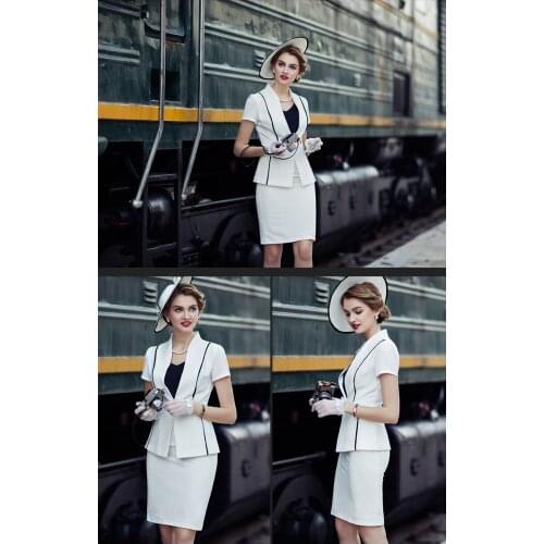 Women Office Ladies Short Sleeve Elegant Top And Pencil Skirt Suit 2 Piece Set Business Formal Work Wear Summer 2020 Uniform