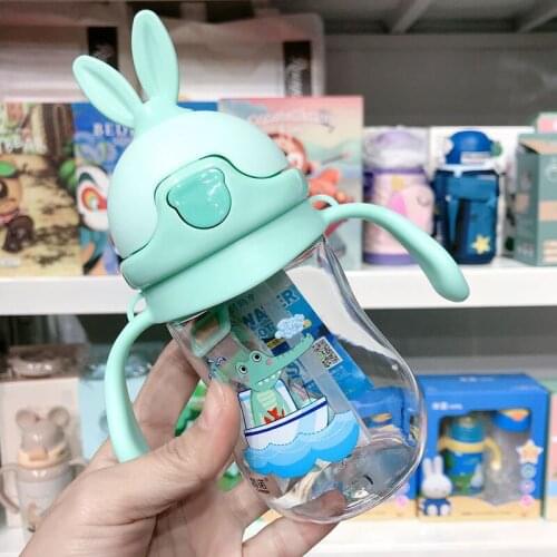 1Pcs Straw Cups Water Bottle Portable Cute Cartoon 280ml for Sport Hiking Climbing BPA Free Transparent Leak Proof
