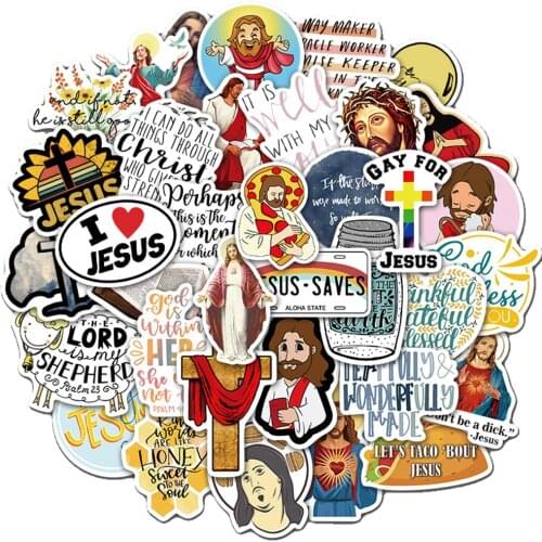 50PCS Christianity Jesus Stickers Waterproof Luggage Skateboard Guitar Laptop Fridge Phone Cool Decal Graffiti Sticker Kids Toys