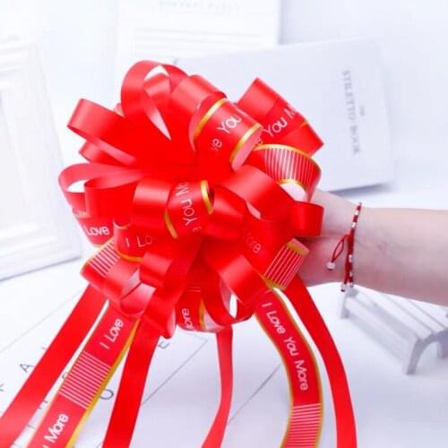 10pcs large pink/red/purple/wine red 60mm I Love You printed Pull Bow ribbon for Gift Packing Christmas Party Wedding Car Decor