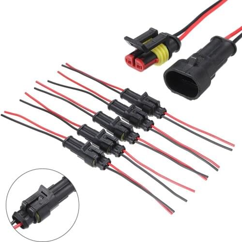 10pcs Electrical Connectors Plug 5 Pairs Waterproof Male Female Connector 2-Pin Way With Wire For Car Motorcycle Scooter Marine