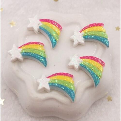 100pcs Colorful Glitter Rainbow Flat Back Cabochon Stone Miniature Pattern Applique Ornament Craft DIY Scrapbook OF682