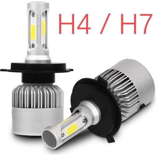 2PCs H4 Car Headlight Bulb 8000 Lumen S2 H7 H4/9003/HB2 High & Low Beam White Light 6000K Car Headlamp H4