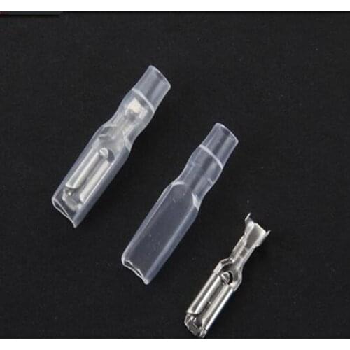50pcs 2.8mm with Transparent Sheath Inserted Spring Crimp Terminals Female Spade Connectors Insulating Sleeve Kit Terminals